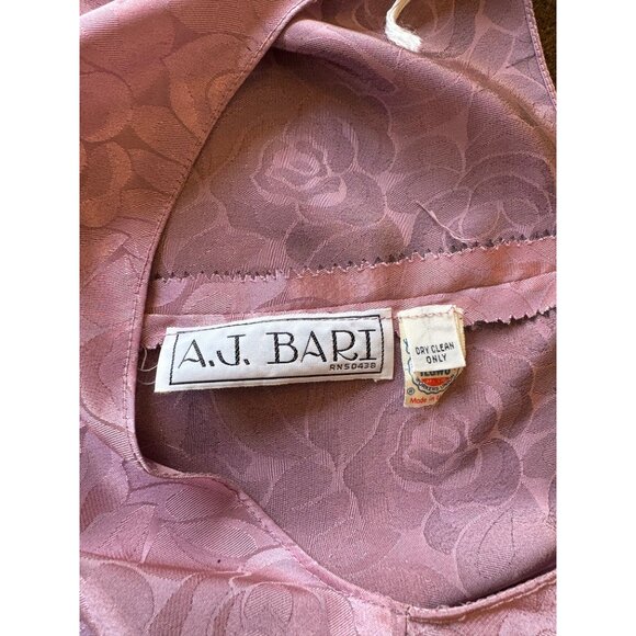 Vintage A.J. Bari Rose Jacquard Satin Blouse W/ Lace Trim & Floral Appliqué - Picture 3 of 11